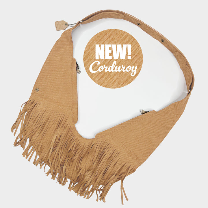 Teddy Bear Corduroy Fringe Sash Bag