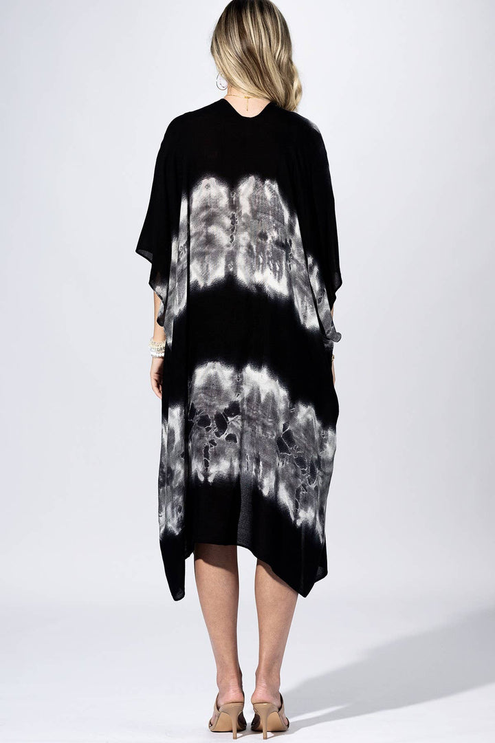Black Tie-Dye Kimono