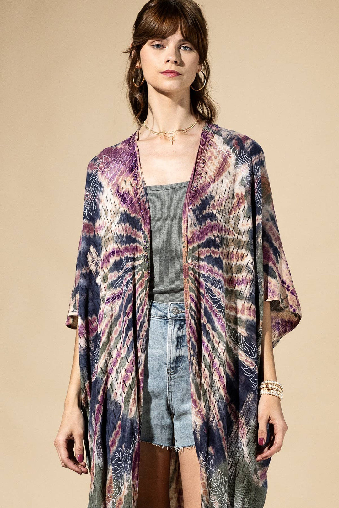 Midnight Moss Tie-Dye Kimono