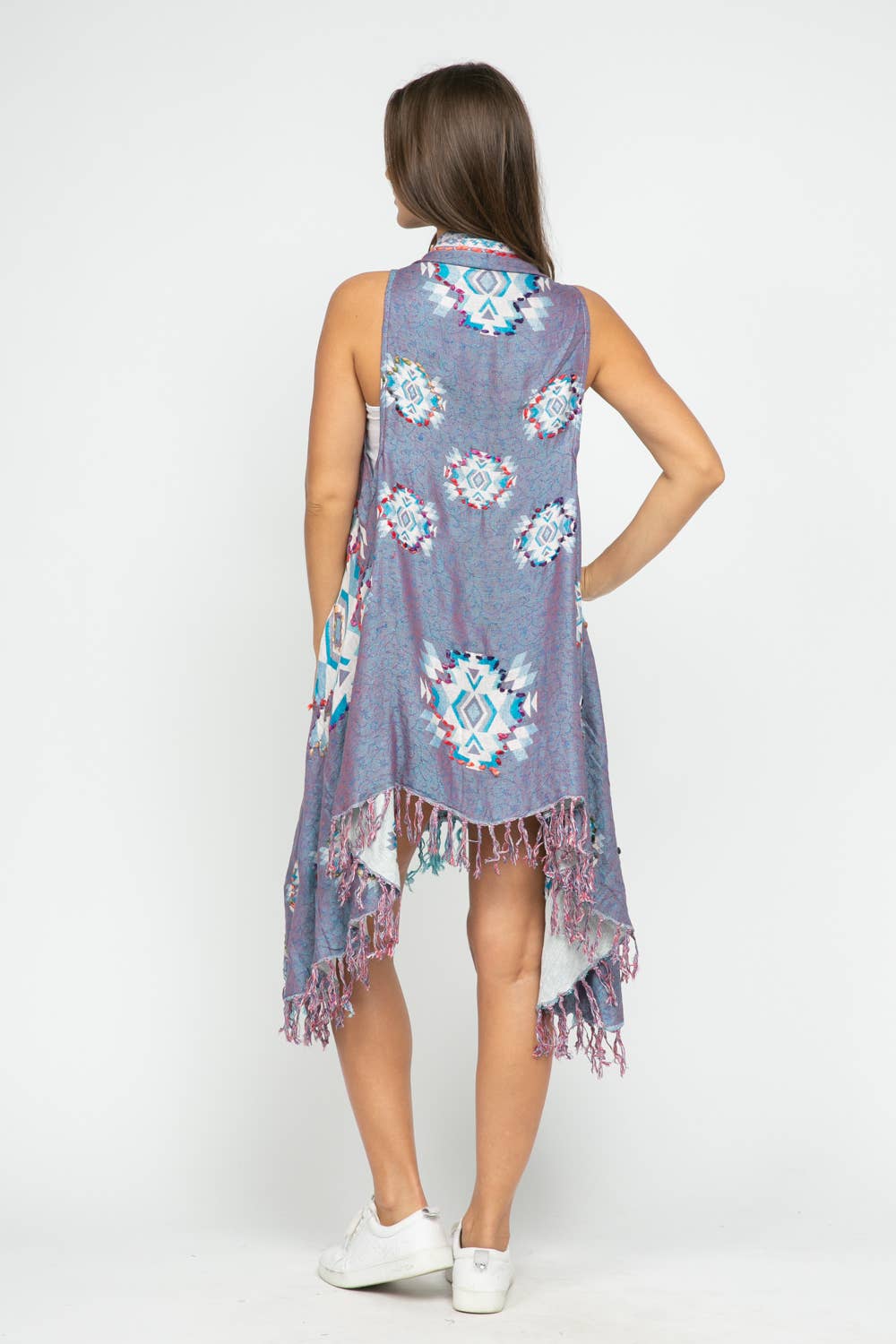 Amber Thick Stitch Embroidered Vest - Pearly Purple