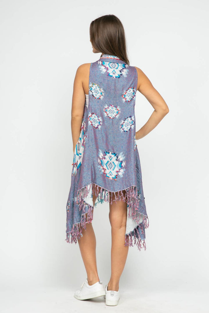 Amber Thick Stitch Embroidered Vest - Pearly Purple