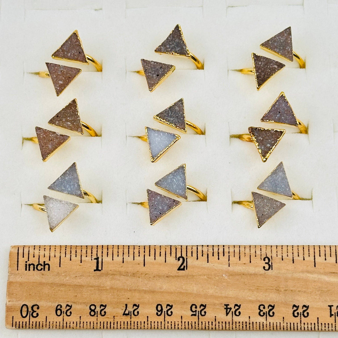 Double Triangle Druzy Ring