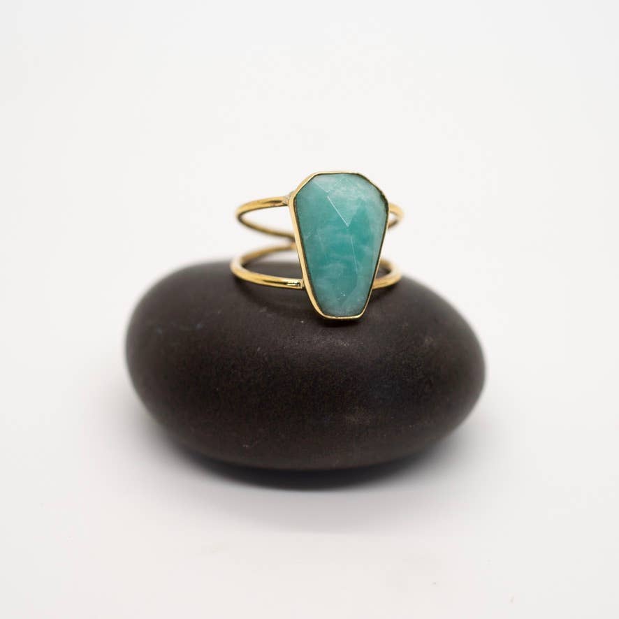 Brass Amazonite Ring