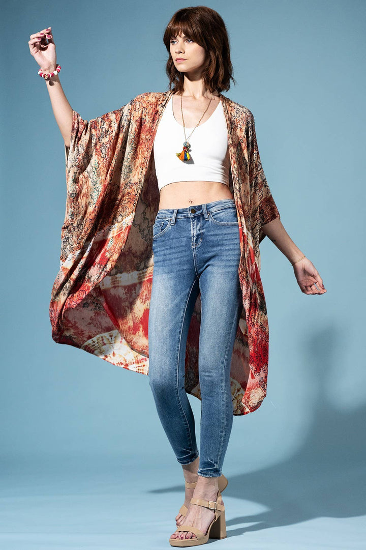 Antique Earth Tie-Dye Kimono