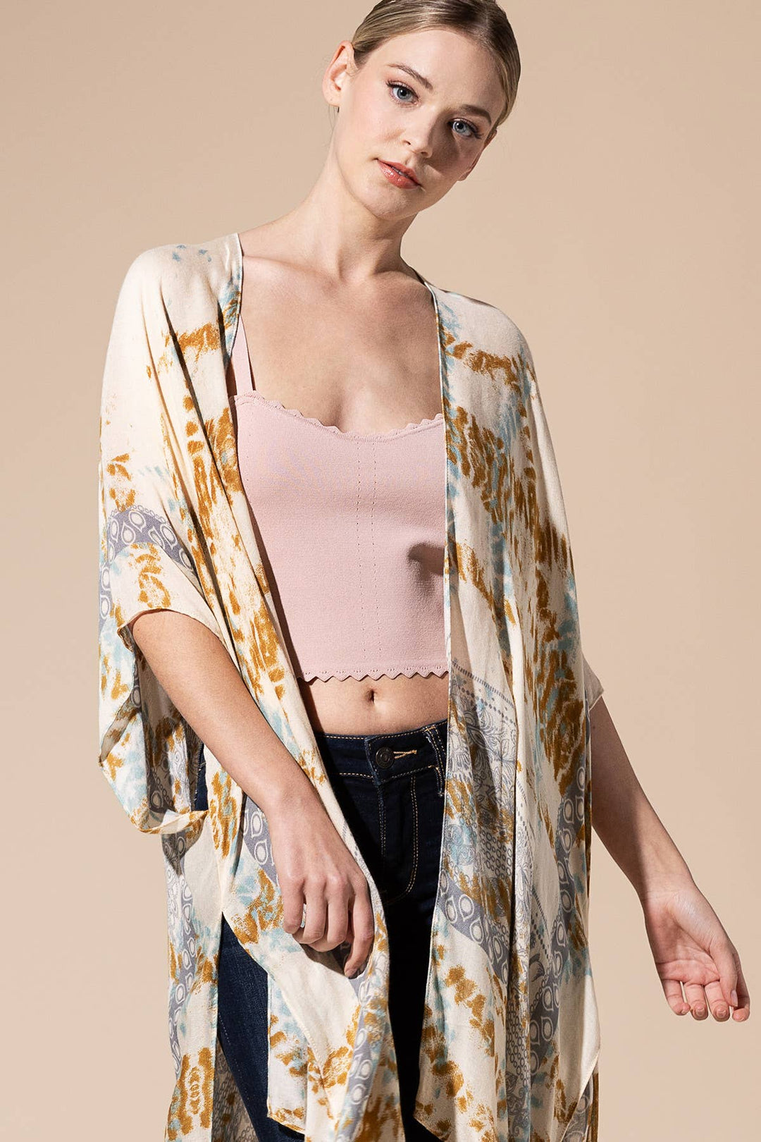 Tie-Dye Geometric Kimono