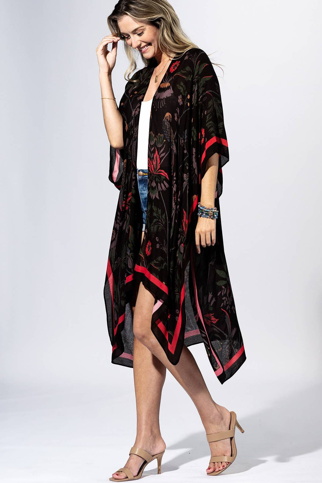 Black Flower Kimono