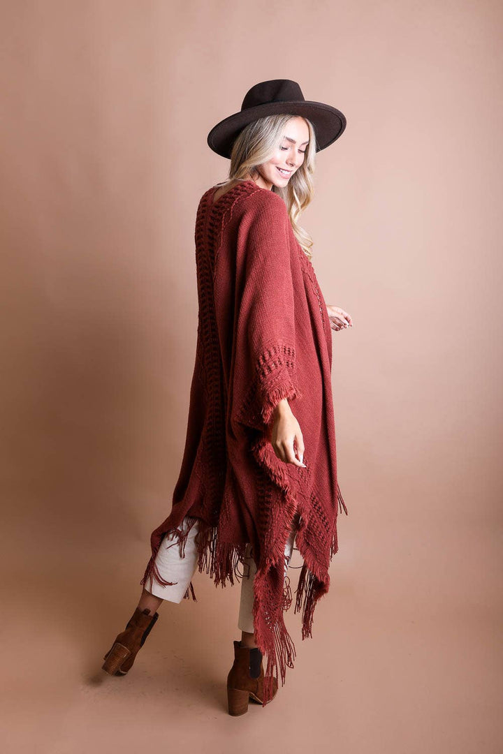 Frayed Border Ruana