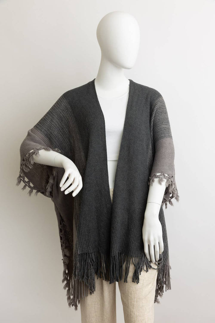 Multi Colored Ruana w/ Cinched Armholes