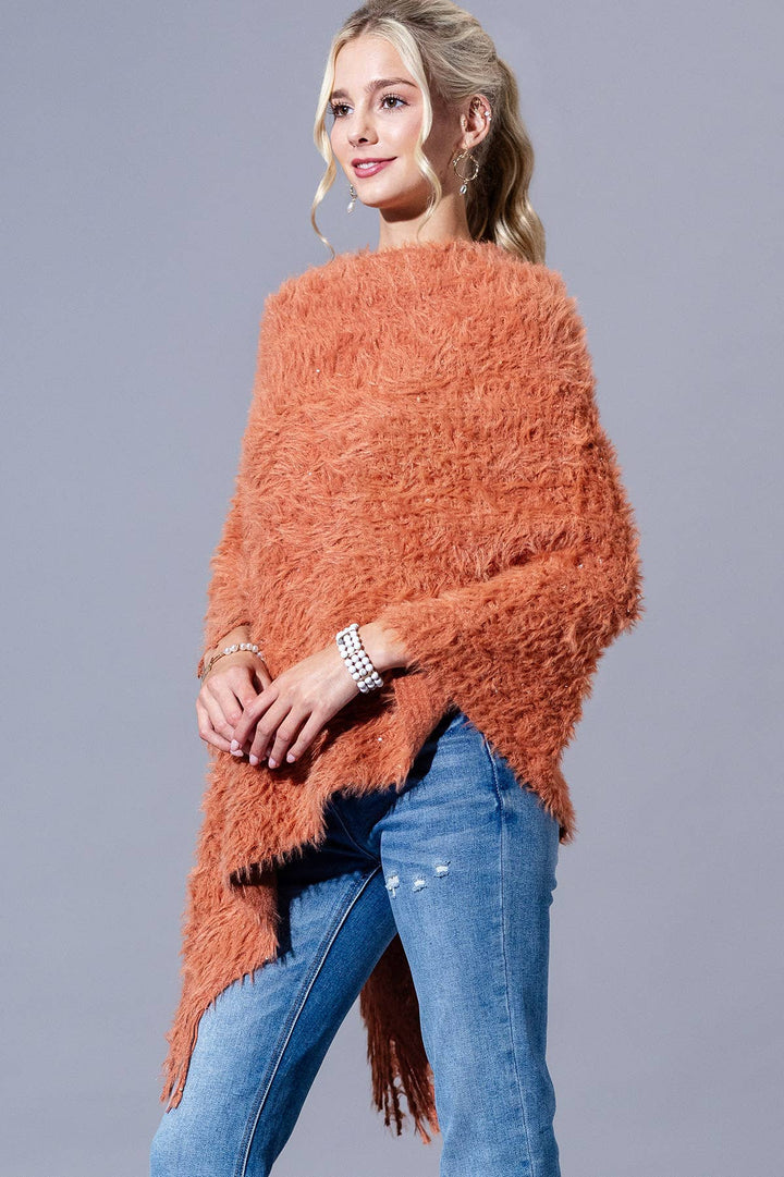 Shaggy Fringed Poncho