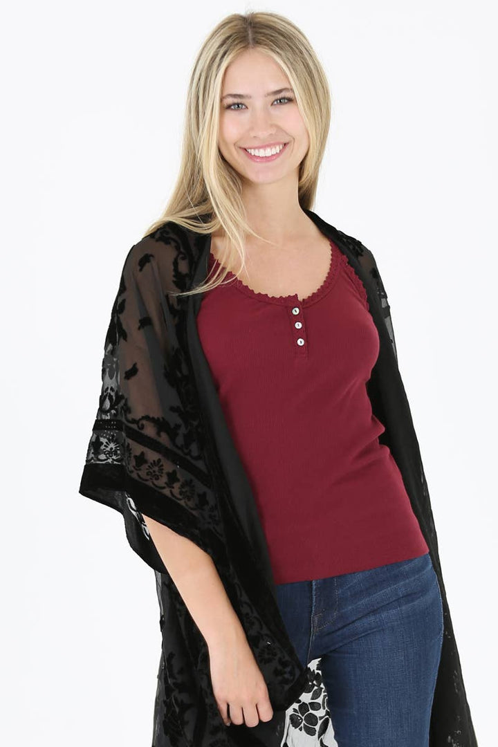 Burnout Velvet Kimono