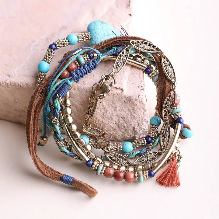 Turquoise Stackable Suede Bracelet