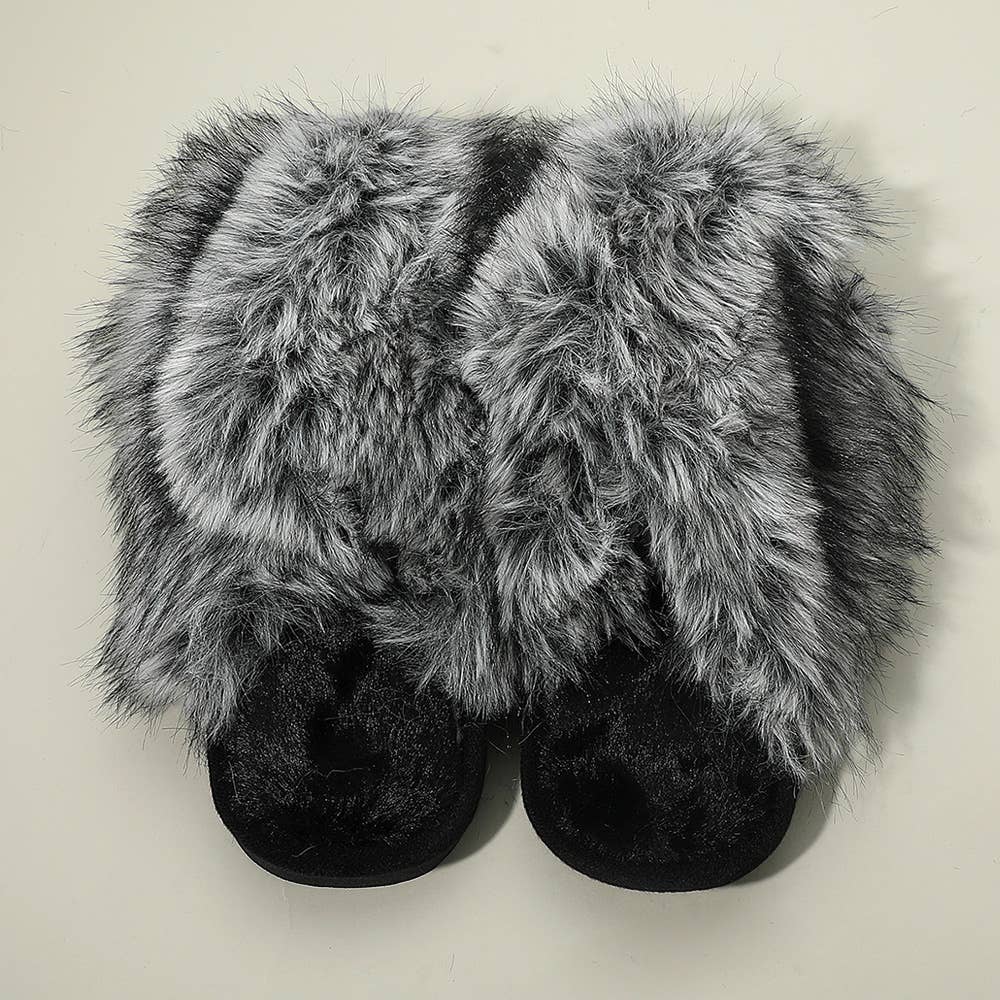 Gray Fluffy Slippers