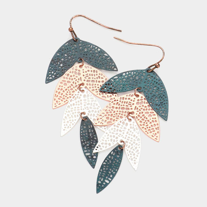 Filigree Metal Leaf Earrings