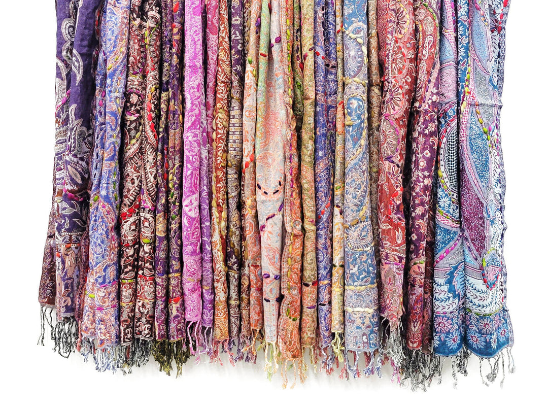 Amanda Thick Embroidered Scarf (Assorted Jewel Tones)