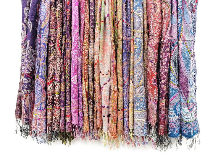 Amanda Thick Embroidered Scarf (Assorted Jewel Tones)