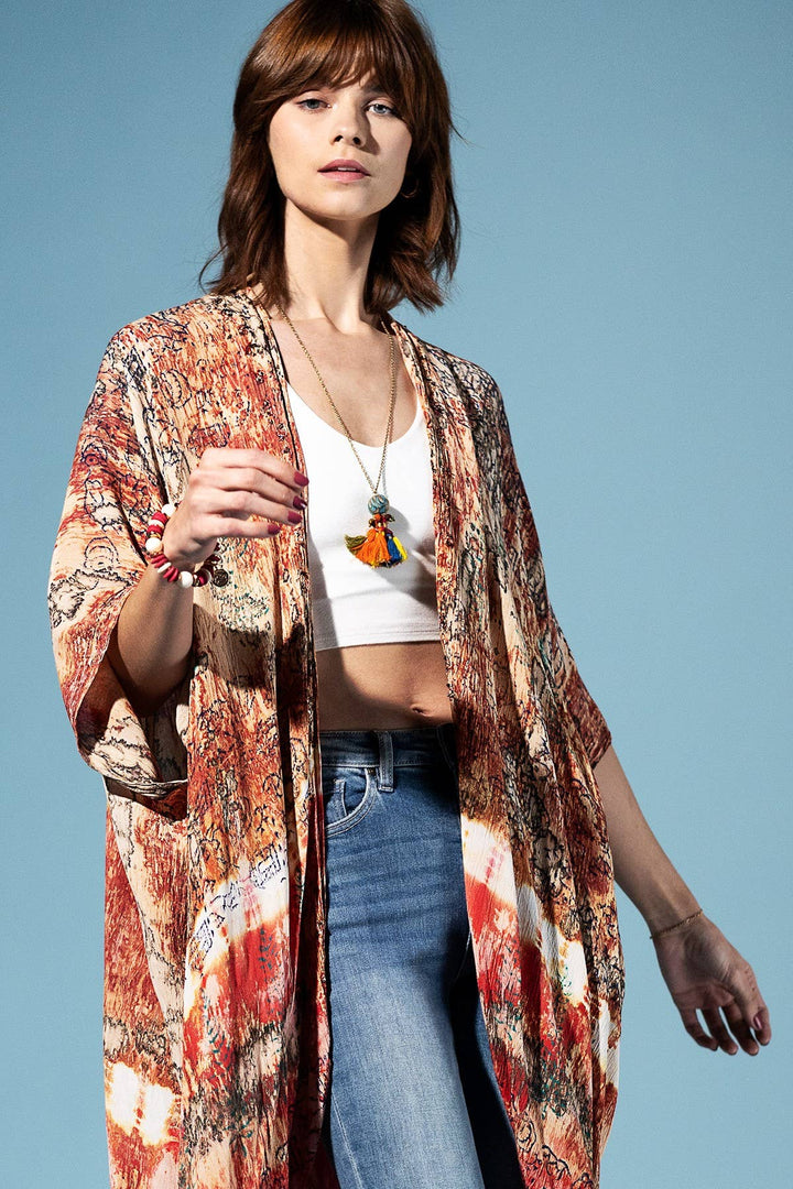 Antique Earth Tie-Dye Kimono