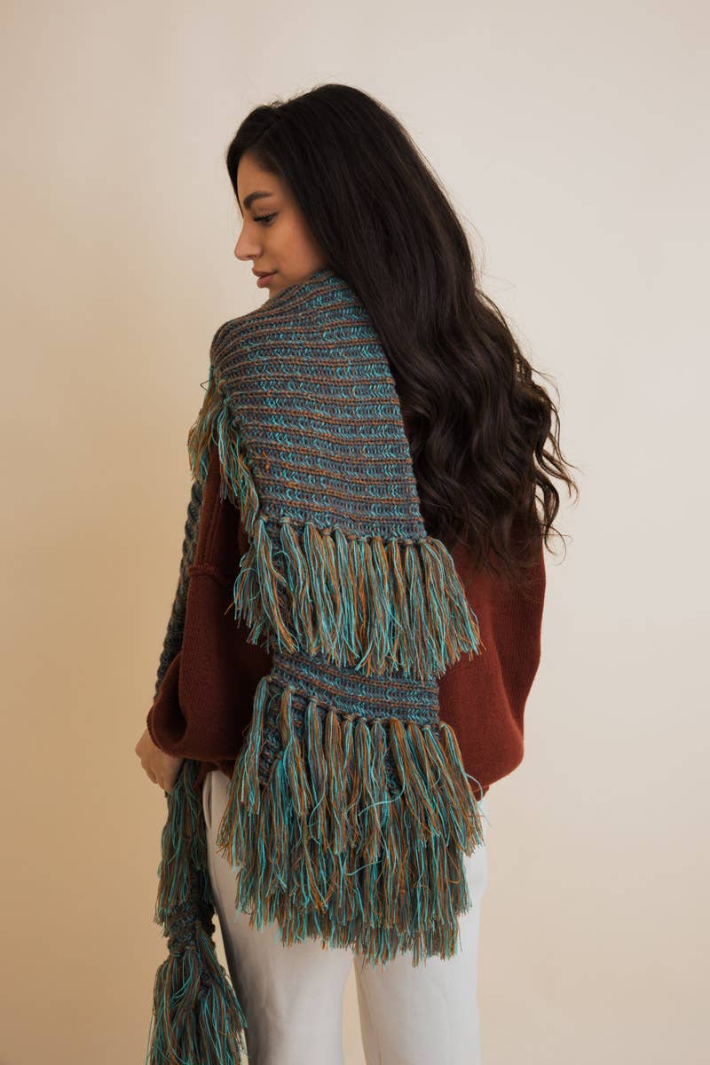 Fluffy Knit Fringe Scarf
