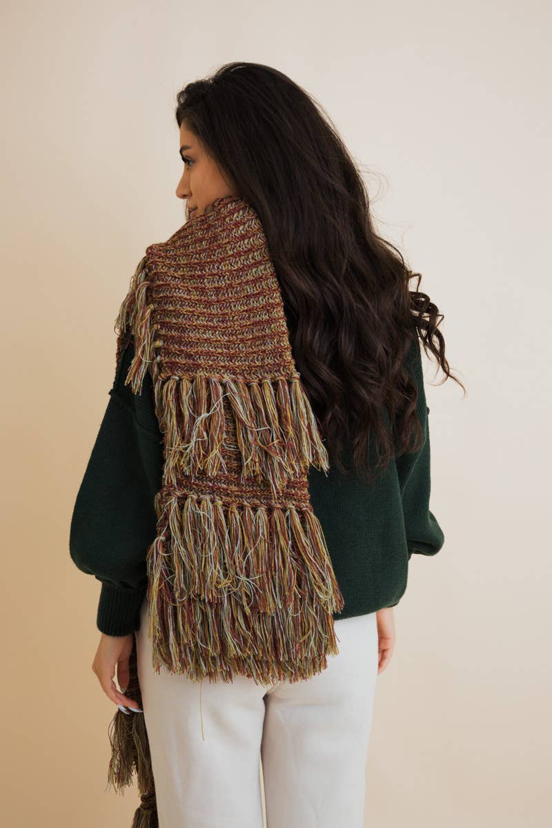 Fluffy Knit Fringe Scarf