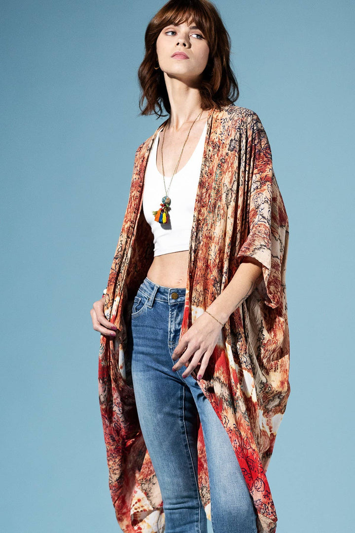 Antique Earth Tie-Dye Kimono