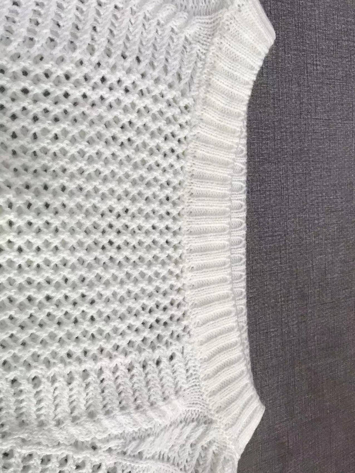 Ladies Bat Sleeves Hollow Out Knit Blouse 22065