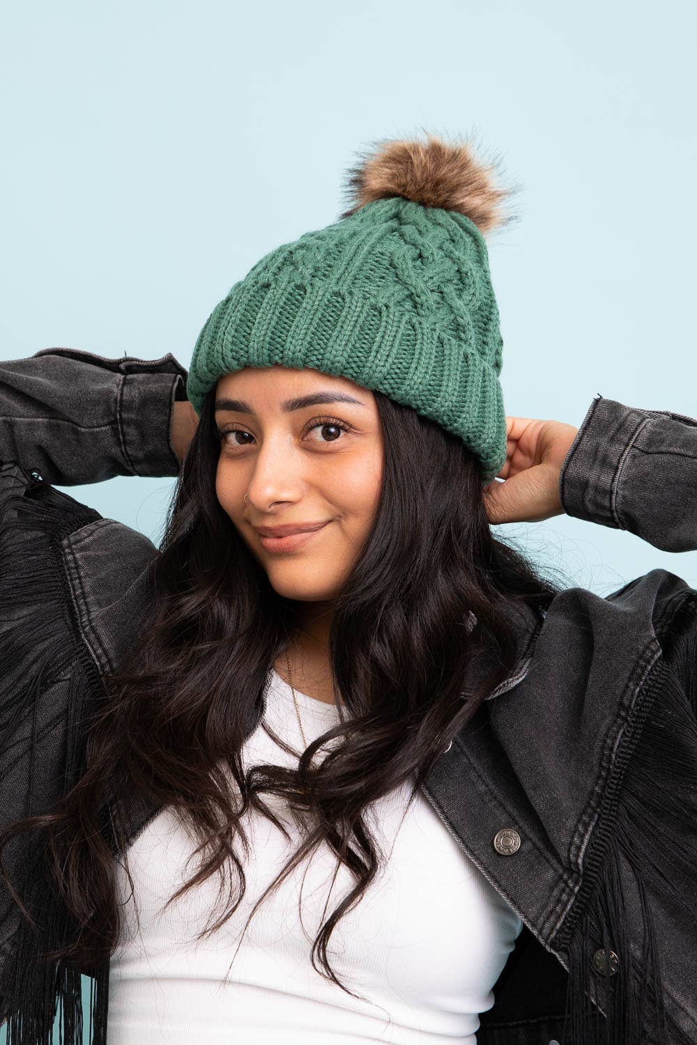 Fur Pom Knit Beanie