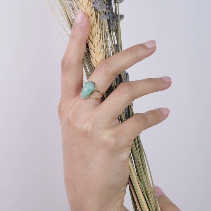 Brass Amazonite Ring
