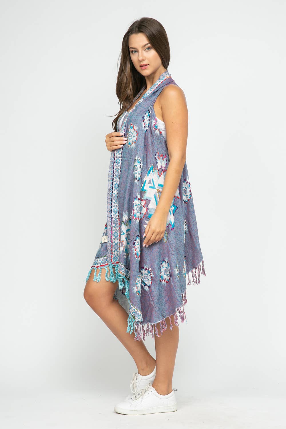Amber Thick Stitch Embroidered Vest - Pearly Purple