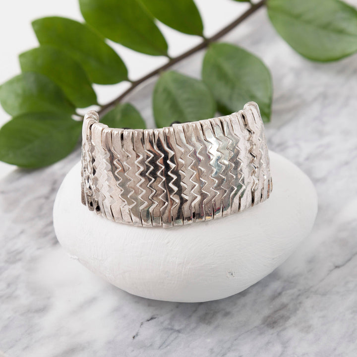 Silver Zigzag Cuff Bracelet