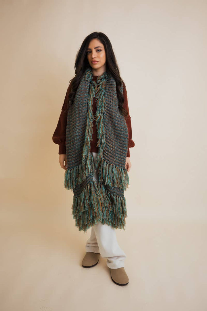 Fluffy Knit Fringe Scarf