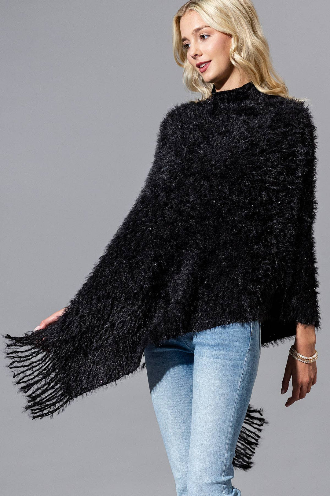 Shaggy Fringed Poncho