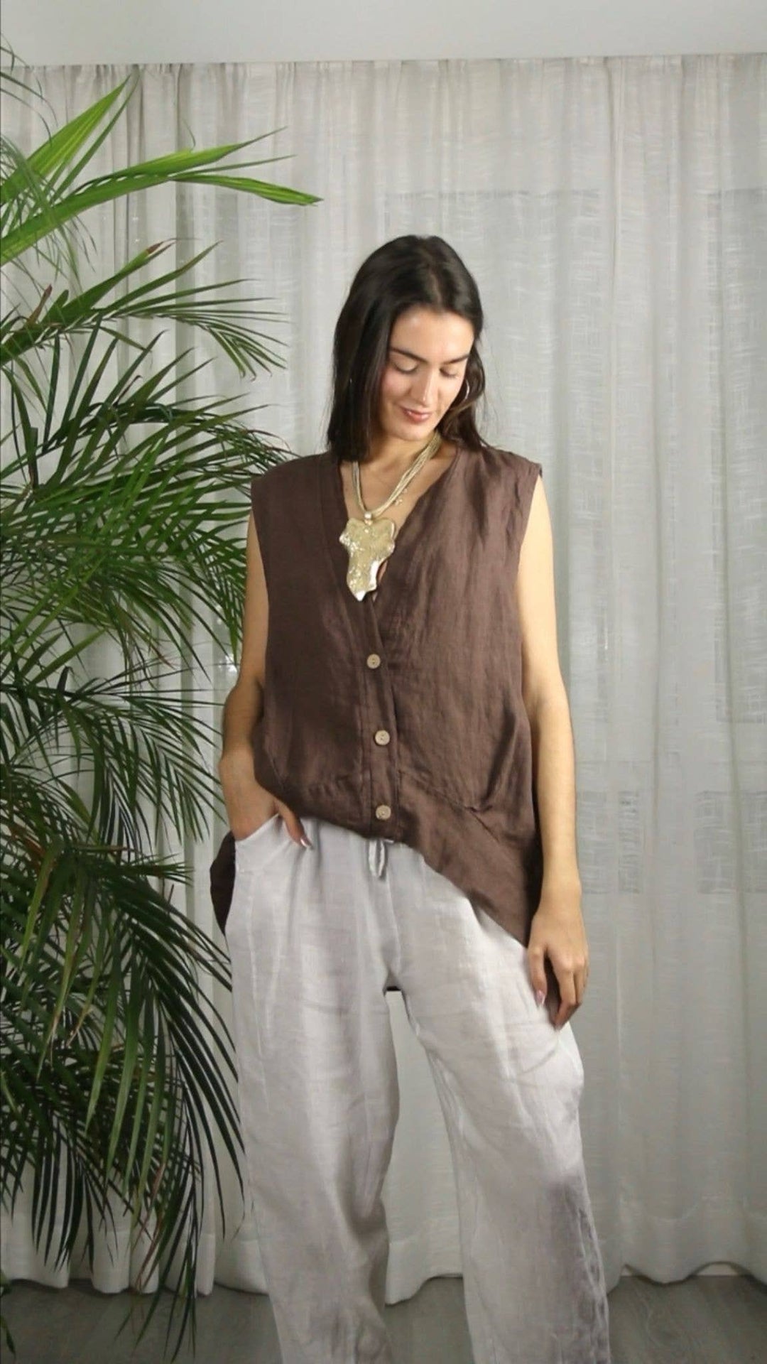 Sleeveless Linen Blouse