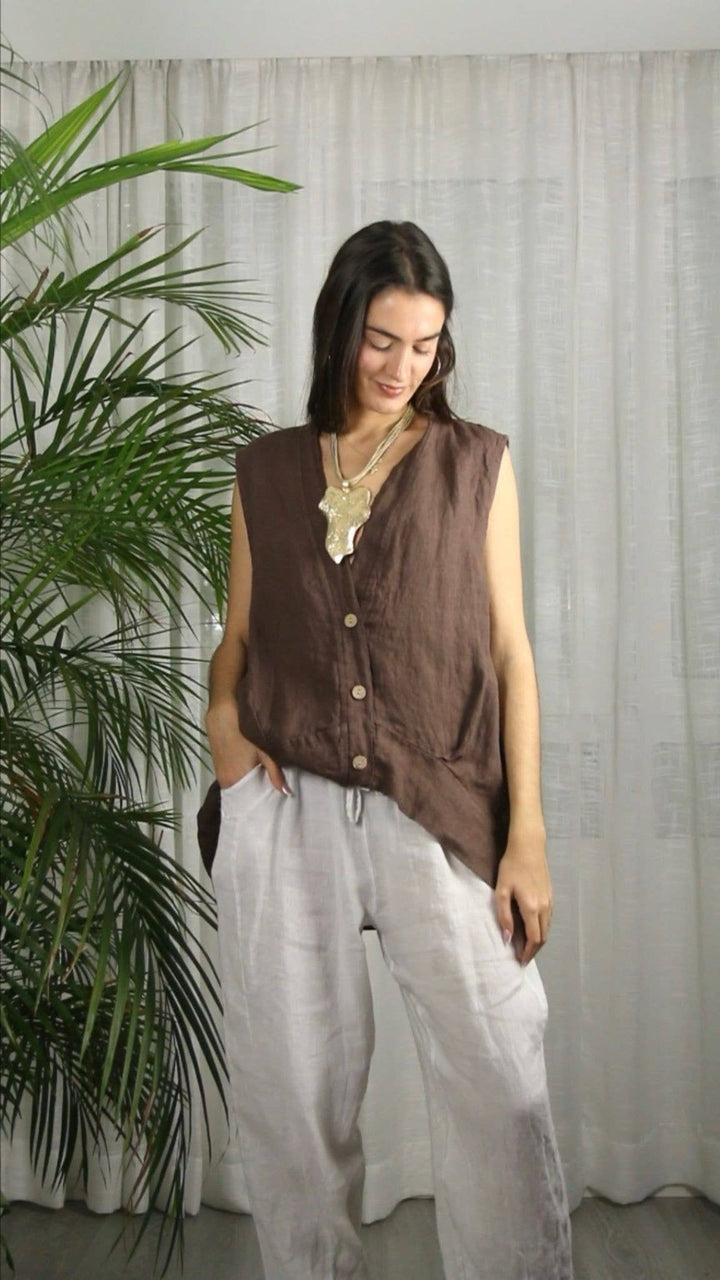 Sleeveless Linen Blouse