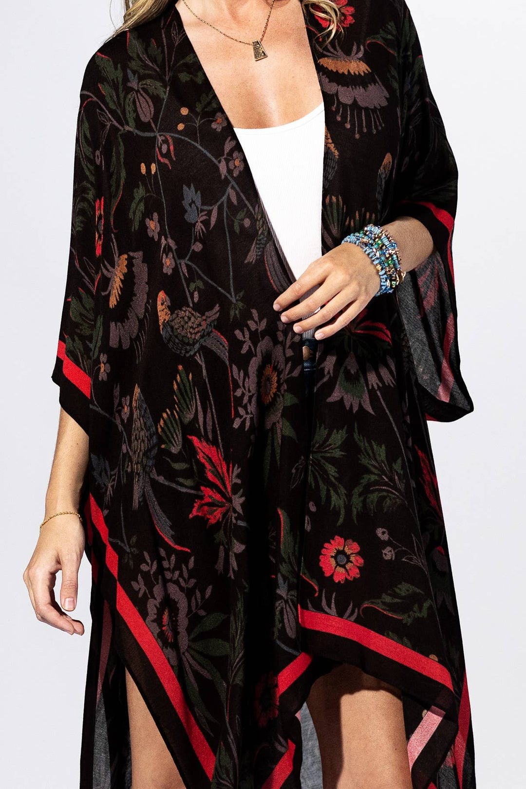 Black Flower Kimono
