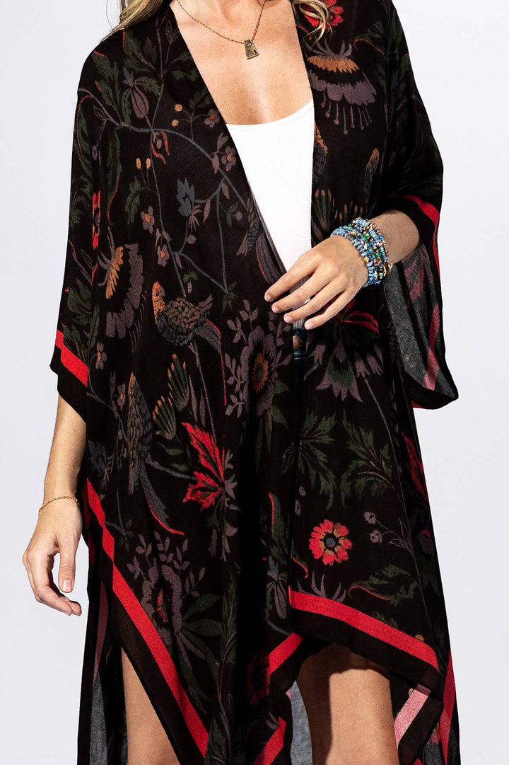 Black Flower Kimono