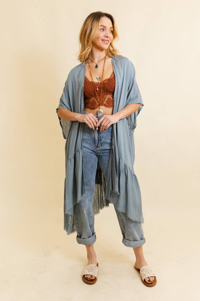 Solid Ruffle Edge Bohemian Kimono 💃