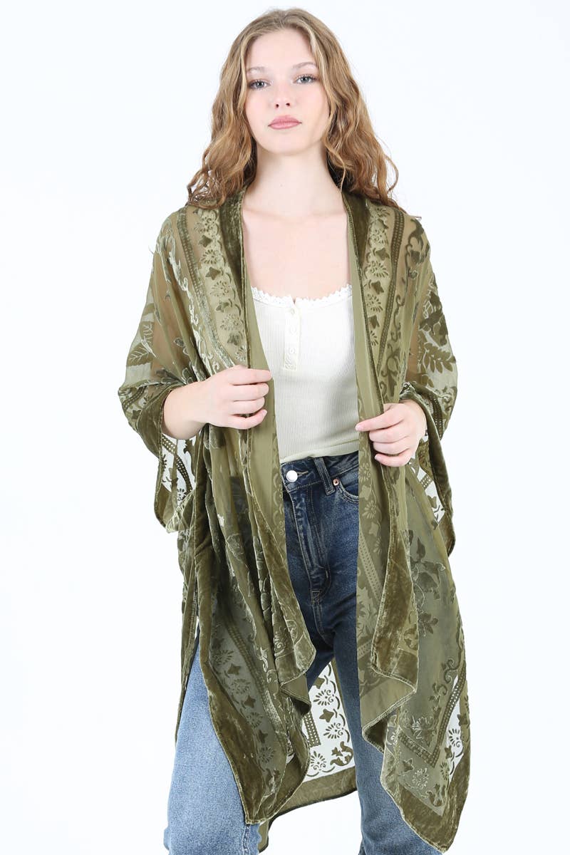 Burnout Velvet Kimono