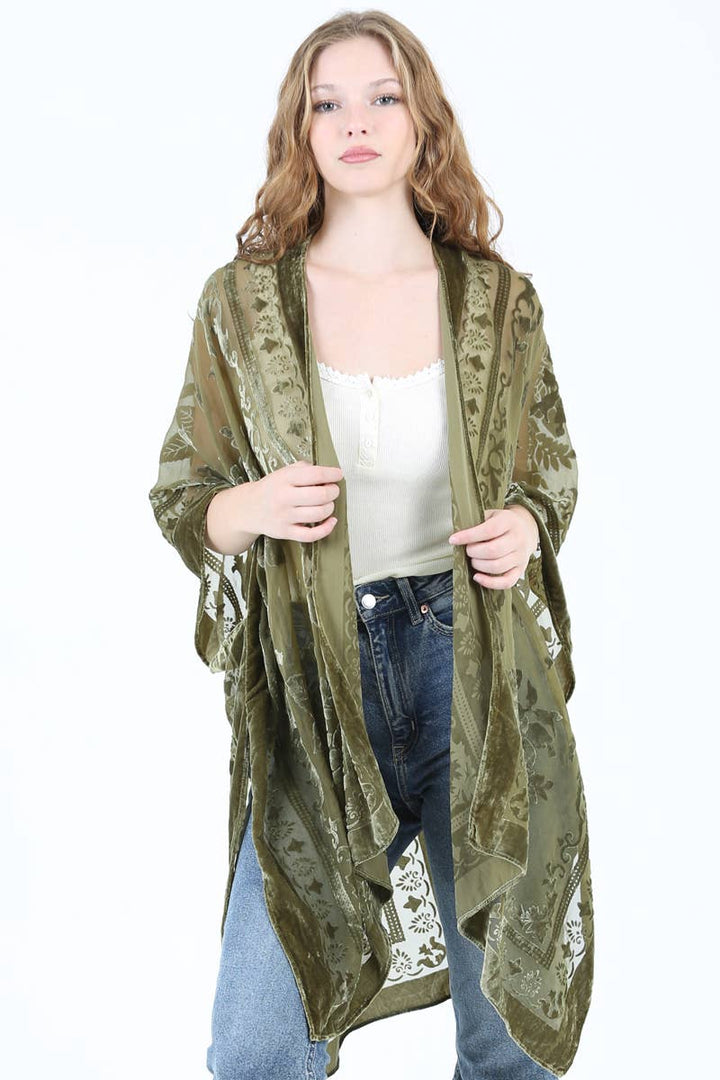 Burnout Velvet Kimono