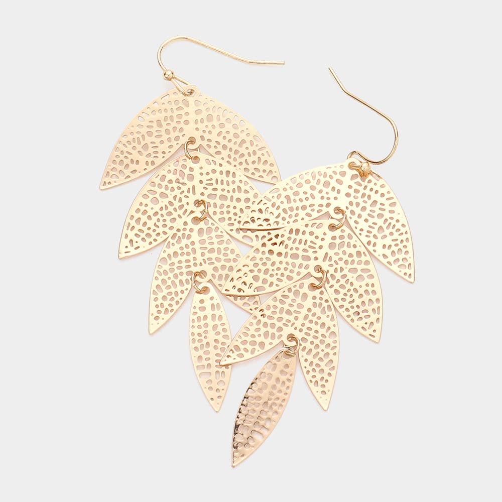 Filigree Metal Leaf Earrings