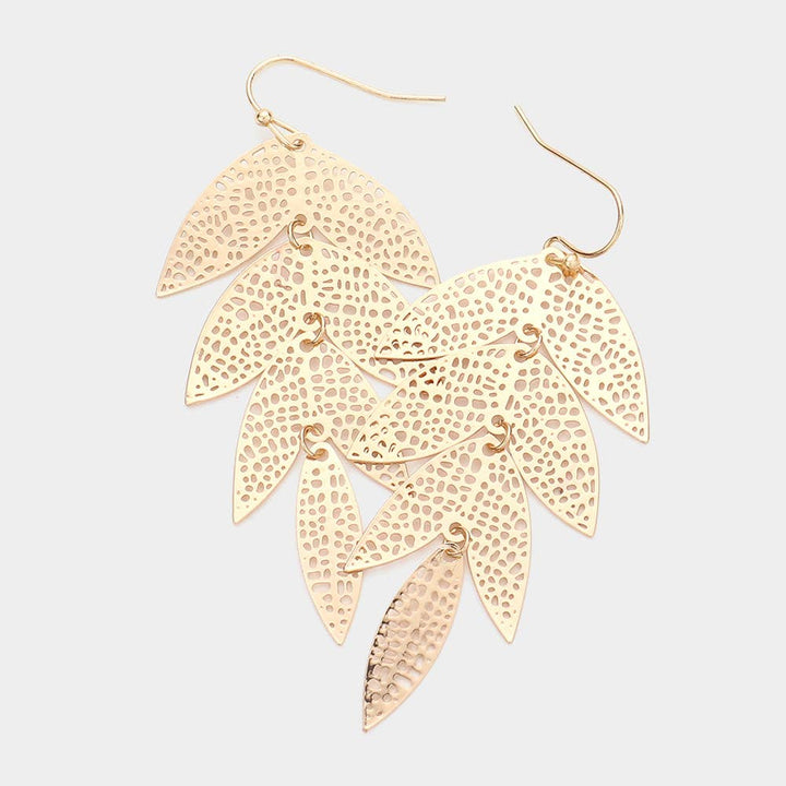 Filigree Metal Leaf Earrings