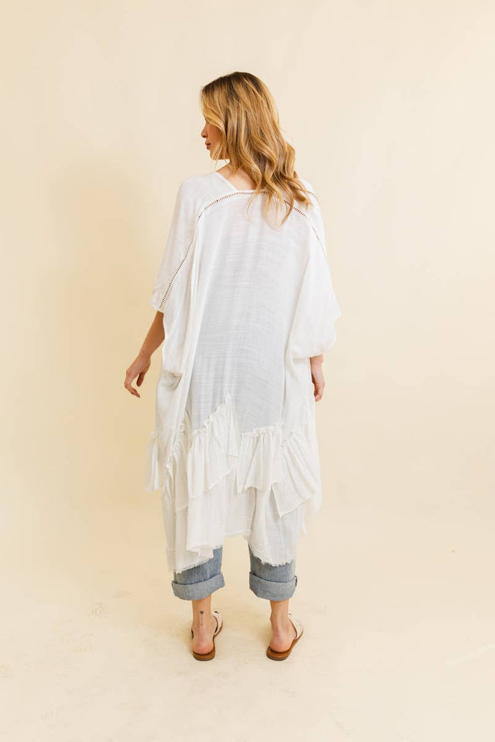 Solid Ruffle Edge Bohemian Kimono 💃