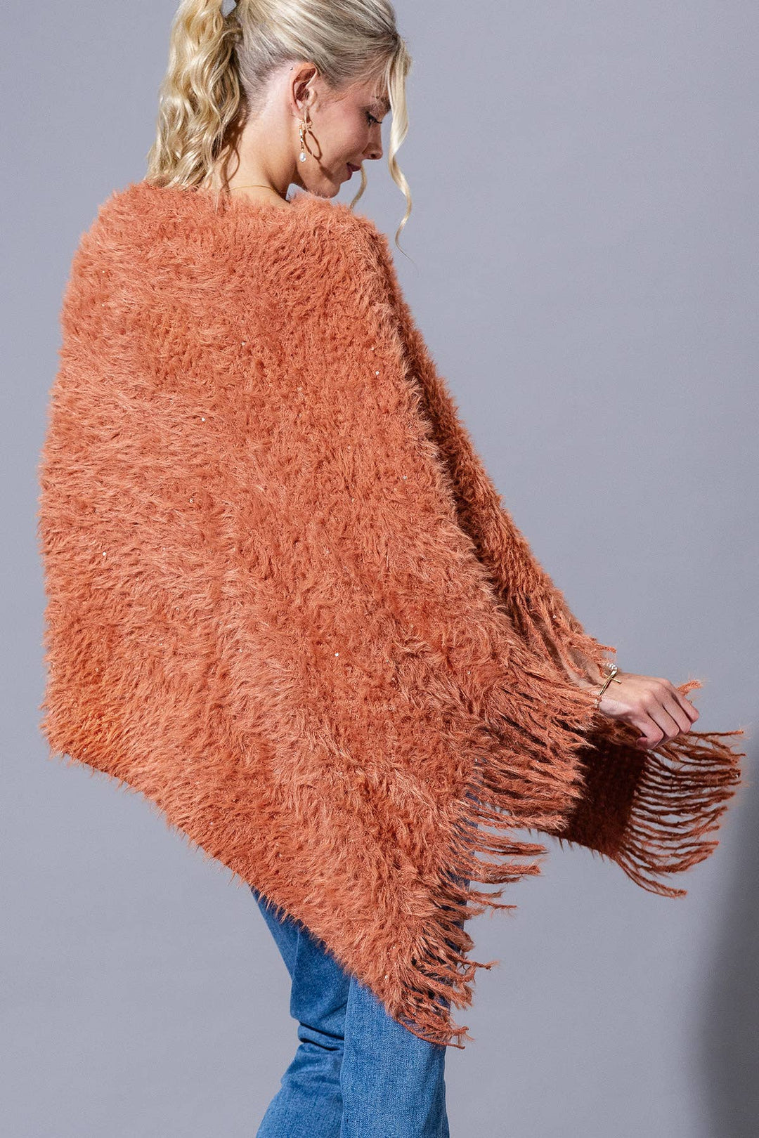 Shaggy Fringed Poncho