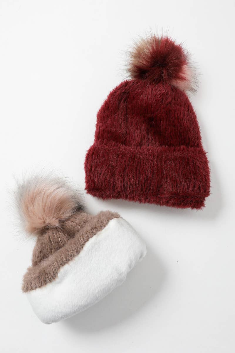 Faux Mohair Knit Beanie