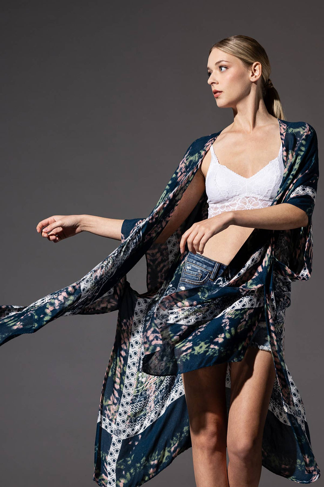 Tie-Dye Geometric Kimono