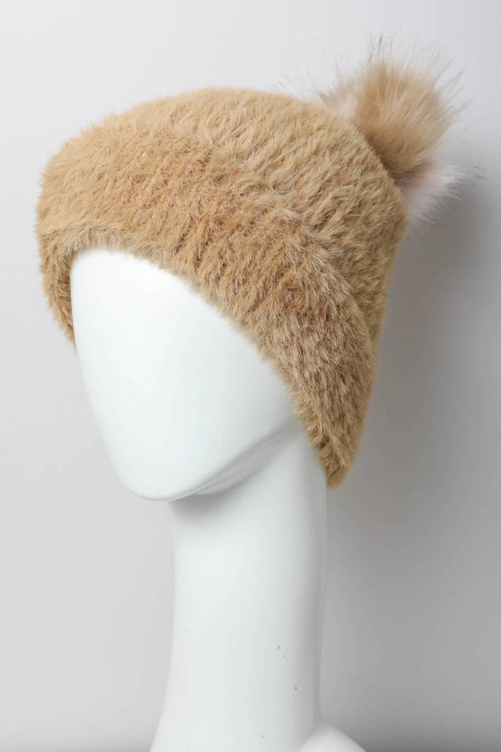Faux Mohair Knit Beanie