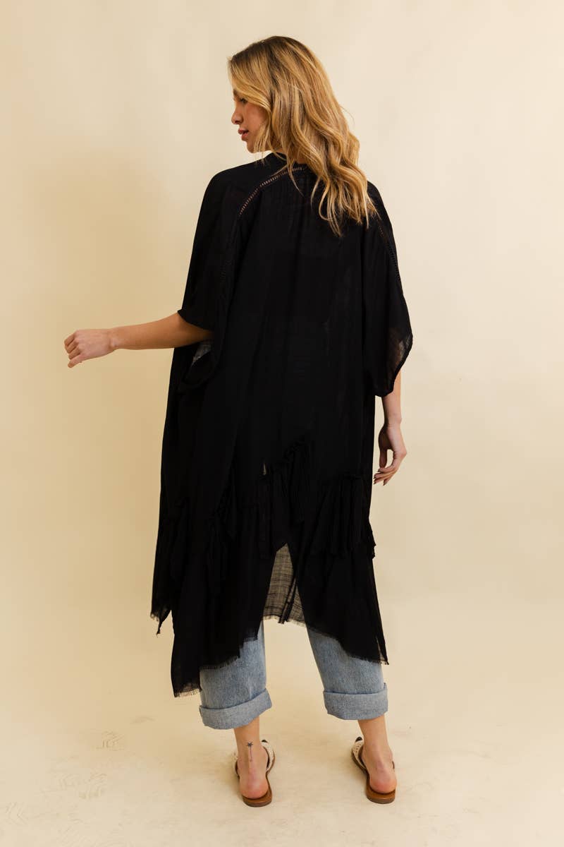Solid Ruffle Edge Bohemian Kimono 💃