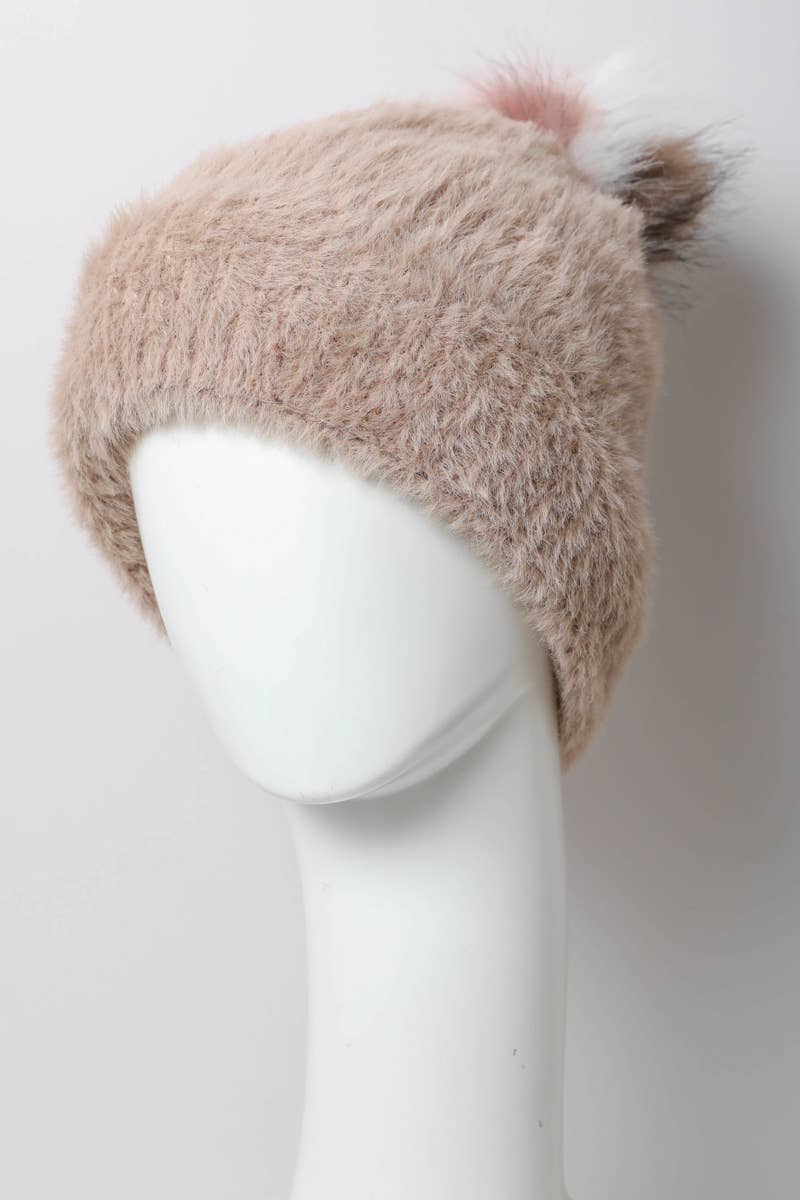Faux Mohair Knit Beanie
