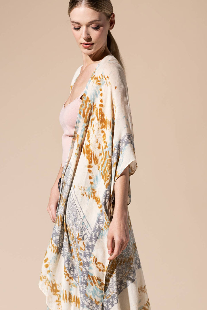 Tie-Dye Geometric Kimono
