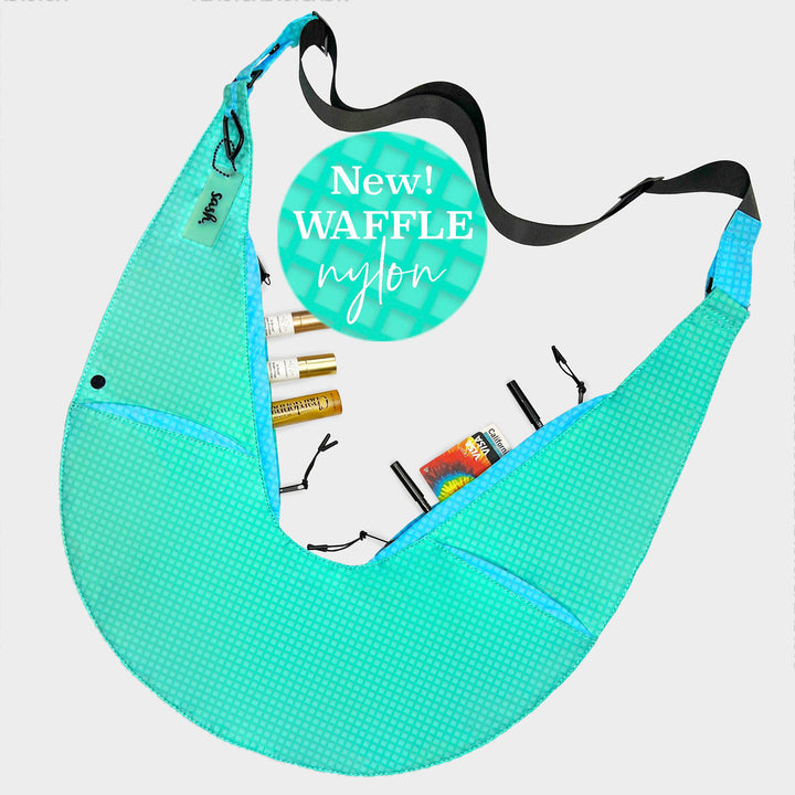 Electric Teal Nylon Sash Bag